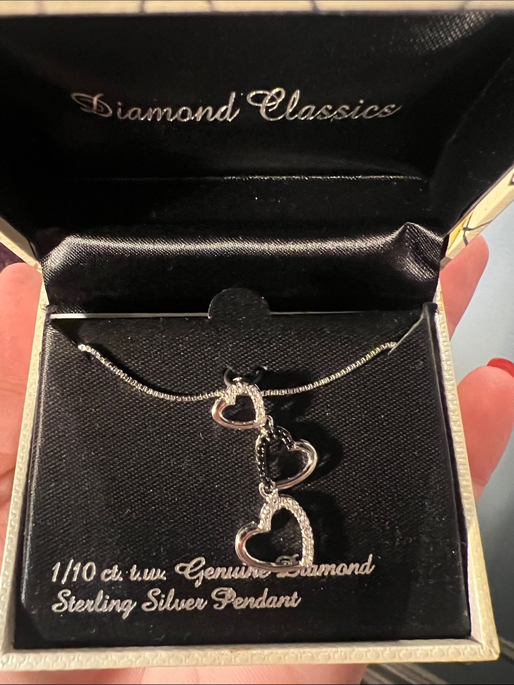 NWT Kohl's Sterling Silver Triple Heart Pendant Necklace in Silver